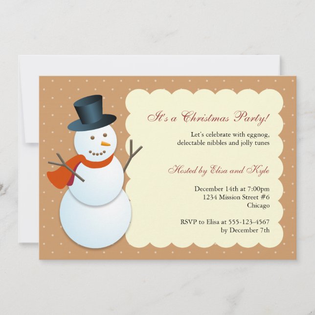 Invitación Amigable hombre de nieve, polo norte Navidades mar (Anverso)