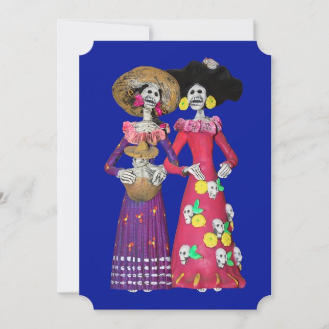 Invitación Amigas Calavera Fiesta Día de los Muertos (Anverso)