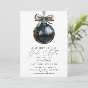 Invitación Amigas Navidad Ornamento Negro Noche de Chicas Nav
