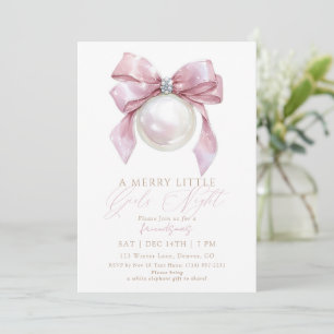 Invitación Amigas Navidad Ornamento Rosa Noche de Navidad