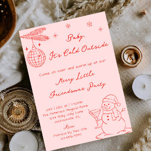 Invitación Amigo Navidad Fiesta de Amistad Muñeco de Nieve Di