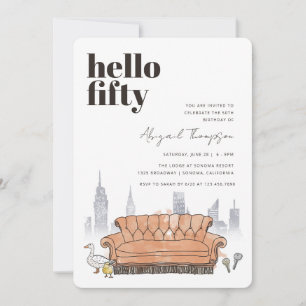 Invitación AMIGOS™   Acuarela central de Perk 50 cumpleaños