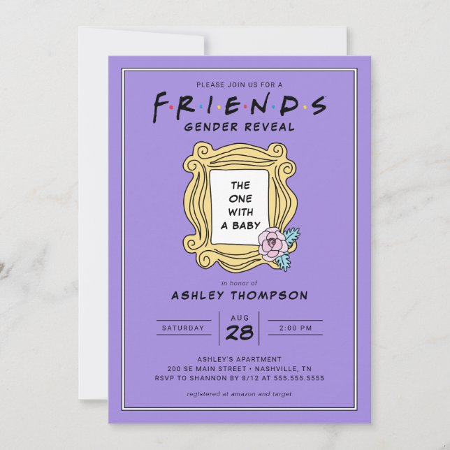 Invitación AMIGOS™ | Baby Shower de Revelación de Género (Anverso)