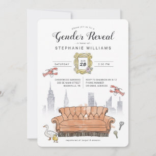 Invitación AMIGOS™   Baby Shower de revelación de género de P