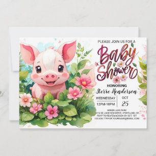 Invitación Amigos de corral celebran Baby Shower de Pig Fiest