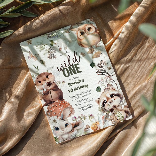 Invitación Amigos de Cute Woodland Wild One First Birthday (Subido por el creador)