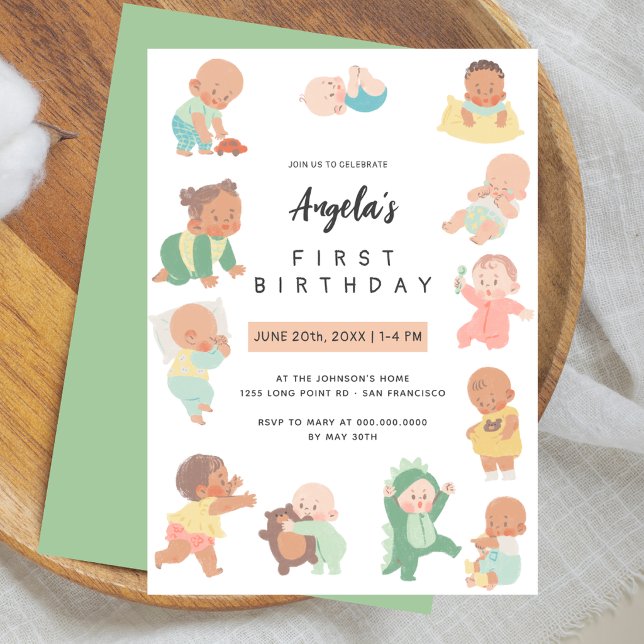 Invitación Amigos de Guardería Fiesta de Cumpleaños Primer Añ (Subido por el creador)
