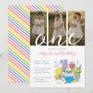 Invitación Amigos de la Calle Sésamo Pastel 1er Cumpleaños