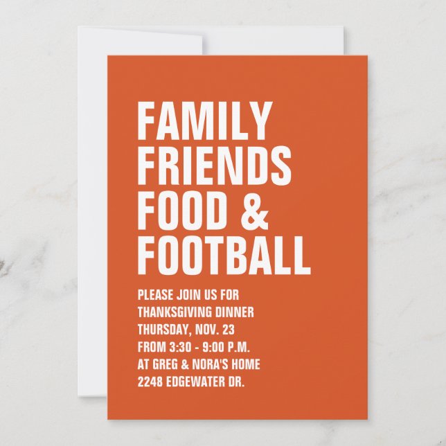 Invitación Amigos de la familia comida fútbol moderno Acción  (Anverso)