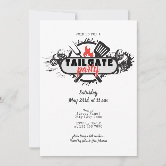 Invitación Amigos de Tailgate Día de Acción de Gracias Barbac (Anverso)
