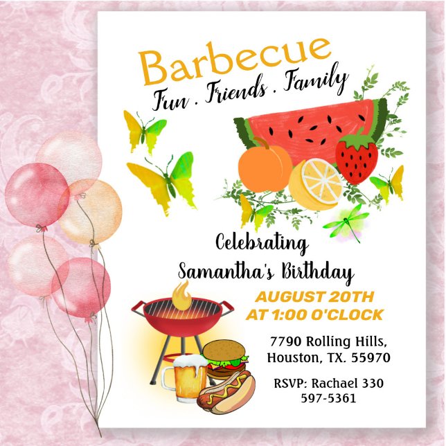 Invitación Amigos de verano Cumpleaños familiar Barbacoa  (Subido por el creador)