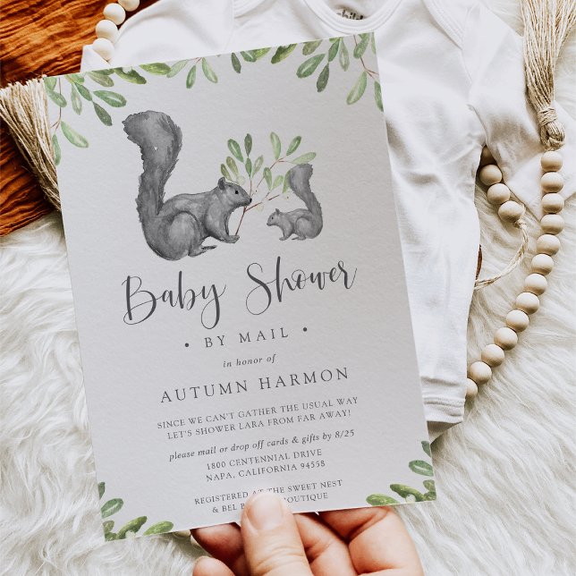 Invitación Amigos de Woodland Gray Squirrel Baby Shower por c (Subido por el creador)