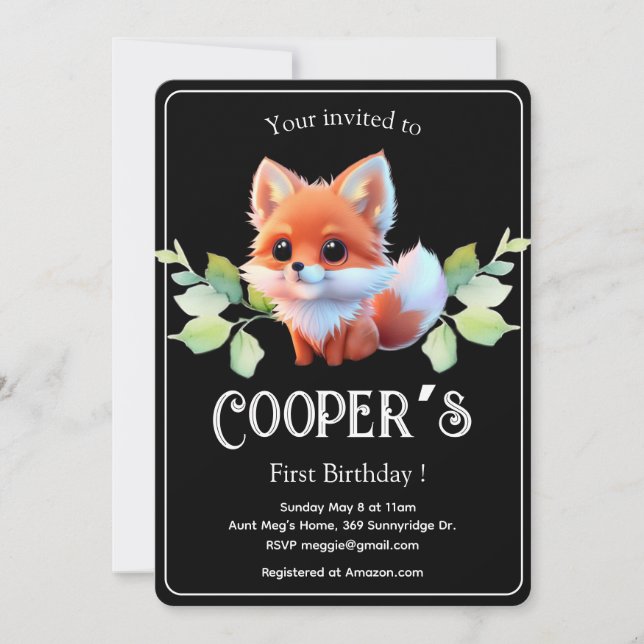 Invitación Amigos del bosque de animales de bosque dibujando  (Anverso)