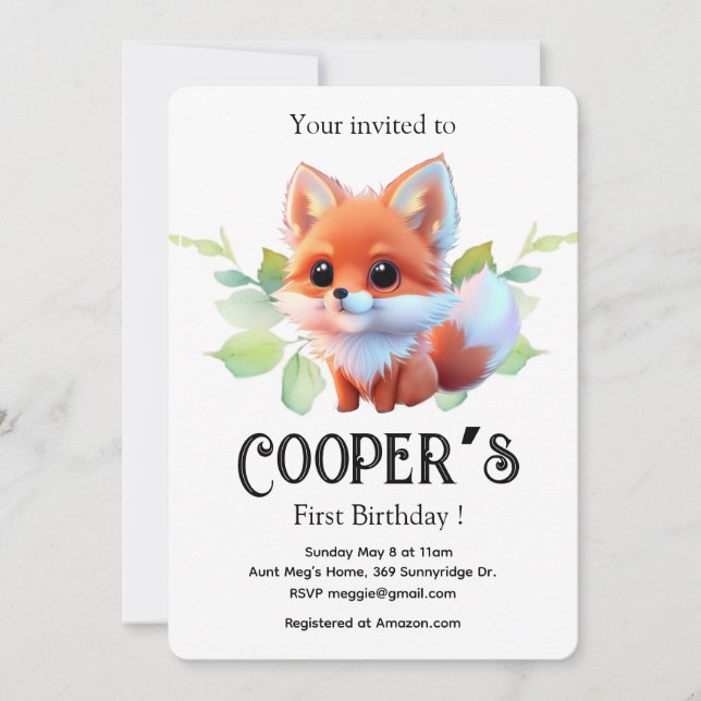 Invitación Amigos del bosque de animales de bosque dibujando  (Anverso)