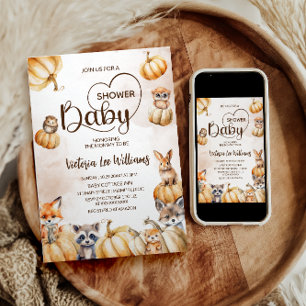 Invitación Amigos del Bosque Fiesta de Otoño para el Bebe Cal