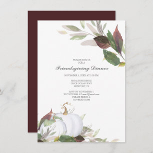 Invitación Amigos del PUMPKIN BLANCO otoño cenando
