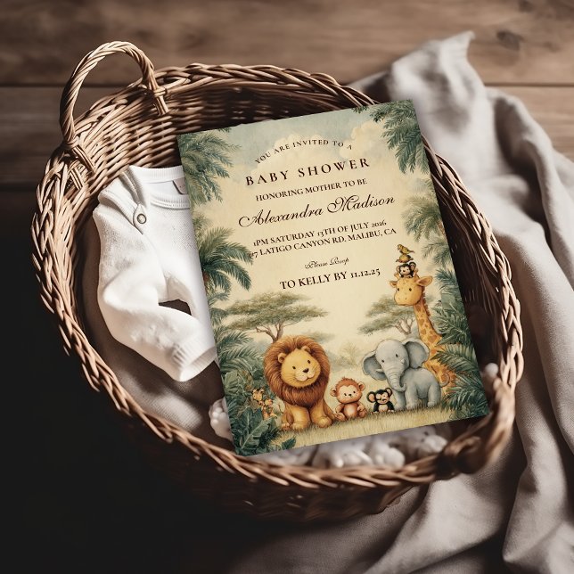 Invitación Amigos del Safari Rústico Fiesta de Bebé (Subido por el creador)