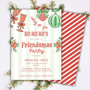 Invitación Amigos divertidos de la fiesta navideña de Friends
