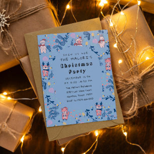Invitación Amigos Divertidos del Bosque Patrón del Bosque Inv