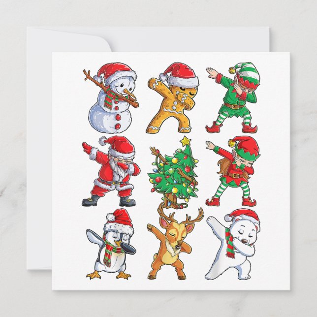 Invitación Amigos Elfos de Santa haciendo Dabbing Navidad Niñ (Anverso)