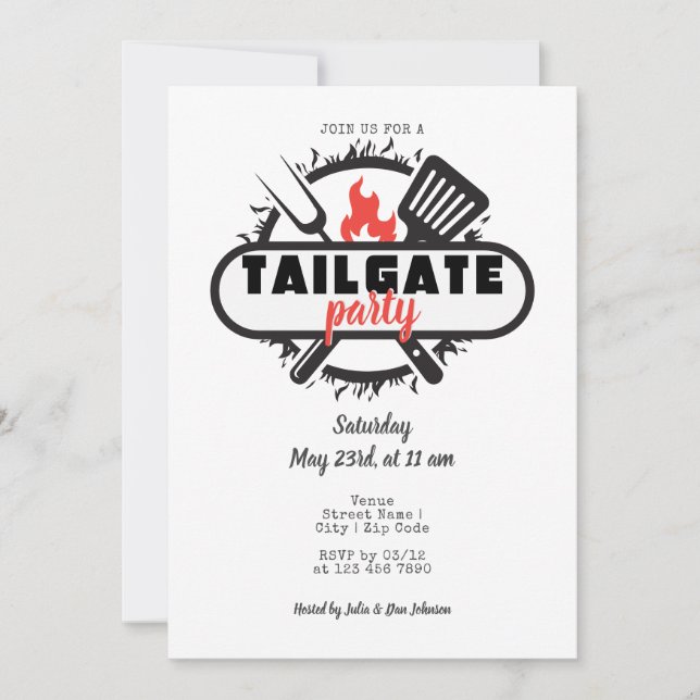 Invitación Amigos en la parrilla de Tailgate para el Día de A (Anverso)
