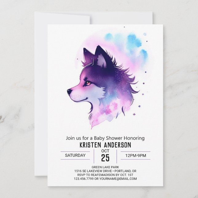 Invitación Amigos forestales esperan Baby Shower Wolf (Anverso)
