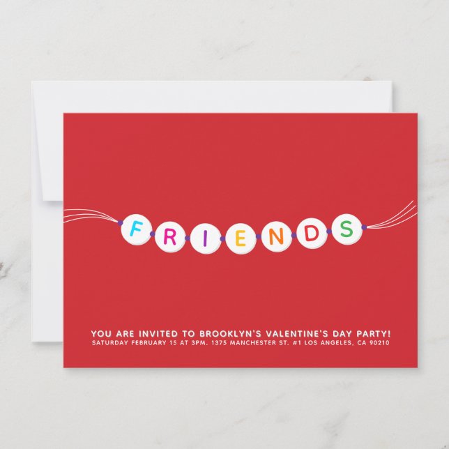 Invitación Amigos lindos brazalete de amistad rojo San Valent (Anverso)