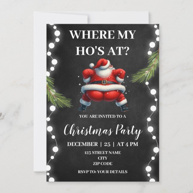 Invitación Amigos Navidad divertida Navidad (Anverso)