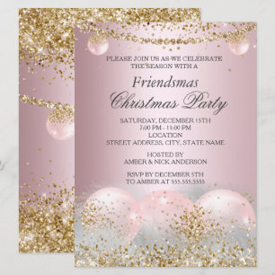 Invitación Amigos Navidad Fiesta de Navidad en Rosa Dorado Pr