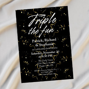 Invitación Amigos Negros Cumpleaños Triple de la Diversión Fi