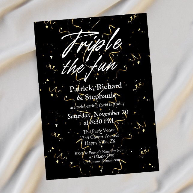 Invitación Amigos Negros Cumpleaños Triple de la Diversión Fi (Subido por el creador)