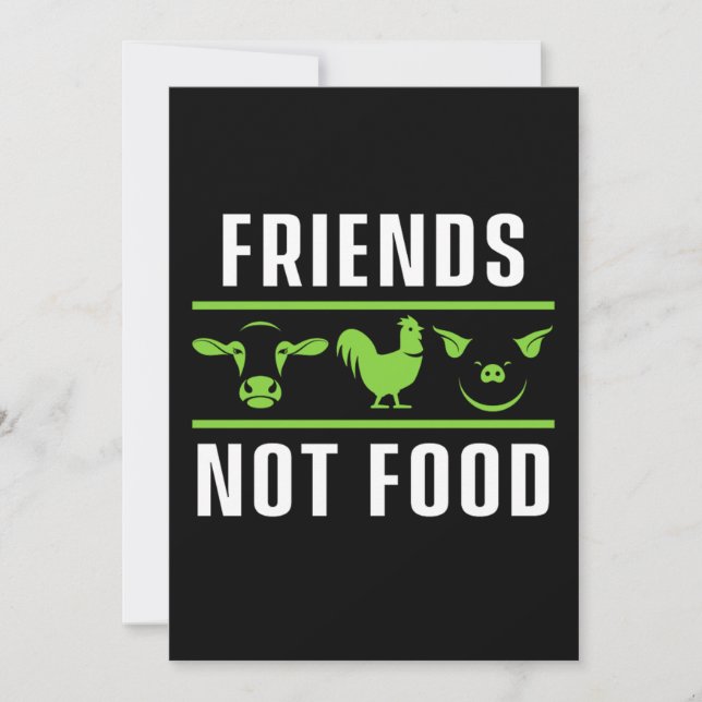 Invitación Amigos No Alimentos Vegetarianos Vegetales Derecho (Anverso)