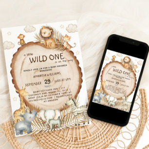 Invitación Amigos Safari Baby Shower Rústico Boho