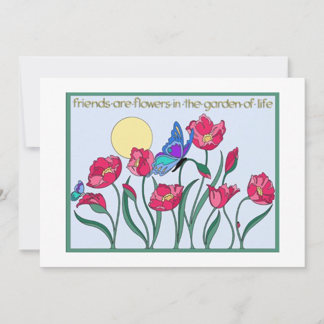 Invitación Amigos son flores en el jardín de la vida (Anverso)