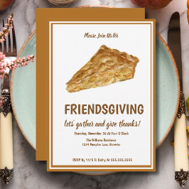 Invitación Amigosgiving Acción de Gracias de pastel de manzan