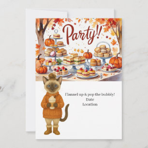 Invitación Amigosgiving con franela puesta y ¡a descorchar el