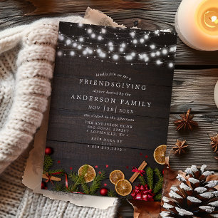 Invitación Amigosgiving de rebanada de naranja canela pino rú