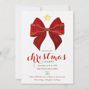 Invitación Amigosmas de Navidad de lazo rojo cóctel de trabaj
