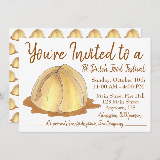 Invitación Amish Pennsylvania PA Festival holandés de comida  (Anverso / Reverso)