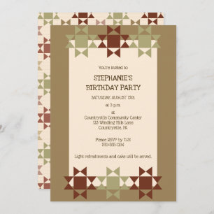 Invitación Amish Quilt Print Quilt Temática Personalizado Fie