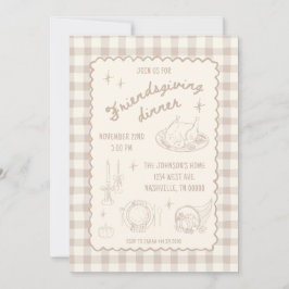 Invitación Amistad Acción de Gracias Estética Neutral