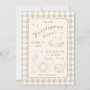 Invitación Amistad Acción de Gracias Estética Neutral