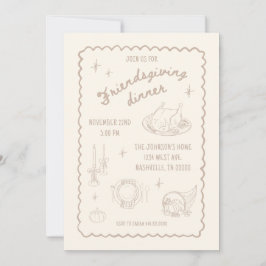 Invitación Amistad Acción de Gracias Estética Neutral