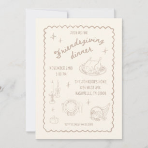 Invitación Amistad Acción de Gracias Estética Neutral