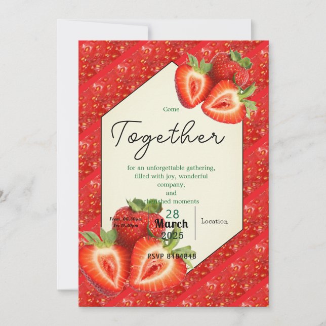 Invitación Amistad Atemporal con Fresa  (Anverso)