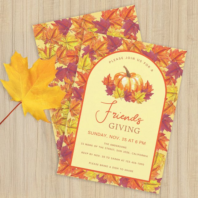 Invitación Amistad Calabaza de otoño y arco de hojas de otoño (Subido por el creador)