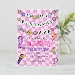 Invitación Amistad Chicas de Pulsera Cumpleaños Retro Groovy