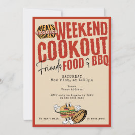 Invitación Amistad con Potluck barbacoa y acción de gracias d