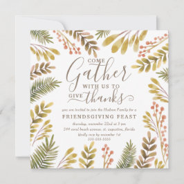 Invitación Amistad de otoño verde agua color de agua