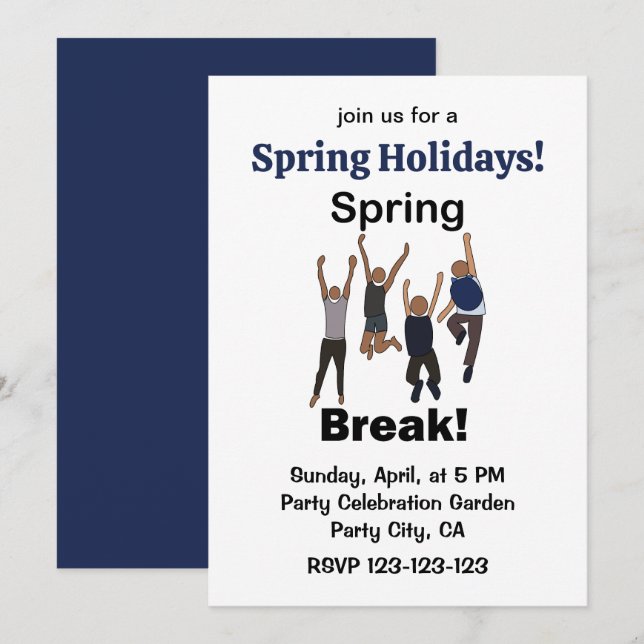 Invitación Amistad de Vacaciones de Primavera (Anverso / Reverso)